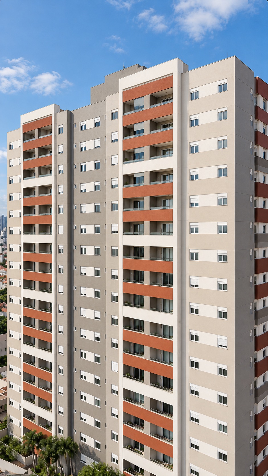 Torres residenciais com varandas terracota